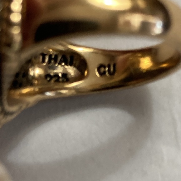 Chunky Barse Gold, Silver, Copper, and Turquoise Ring - Picture 6 of 7